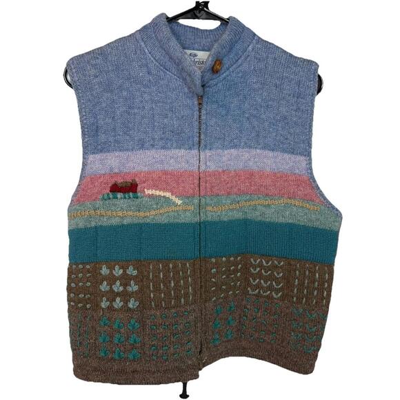 Susan Bristol Jackets & Blazers - Vtg Susan Bristol Hand Knit 100% Shetland Wool Sweater Vest 1986 Women Large
